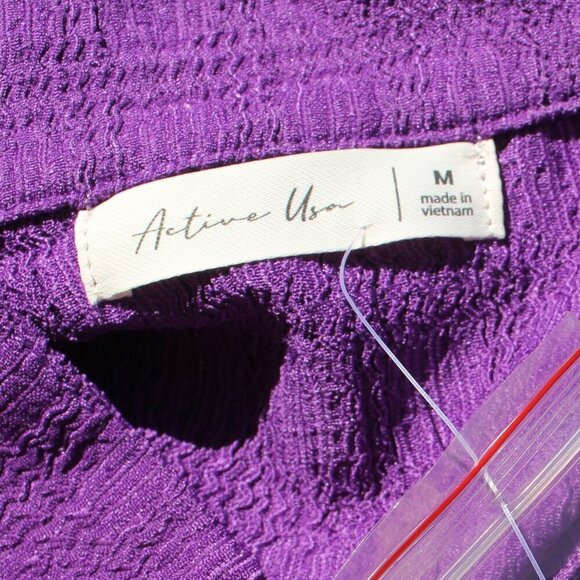 Long Sleeve Button Down Textured Knit Shirt in Purple - Picture 5 of 9
